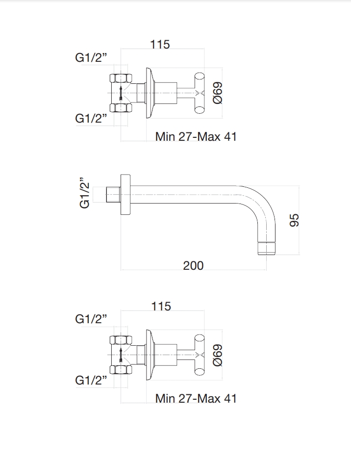 25CR0527 Смеситель для раковины , хром Fiore XT - Вид №2