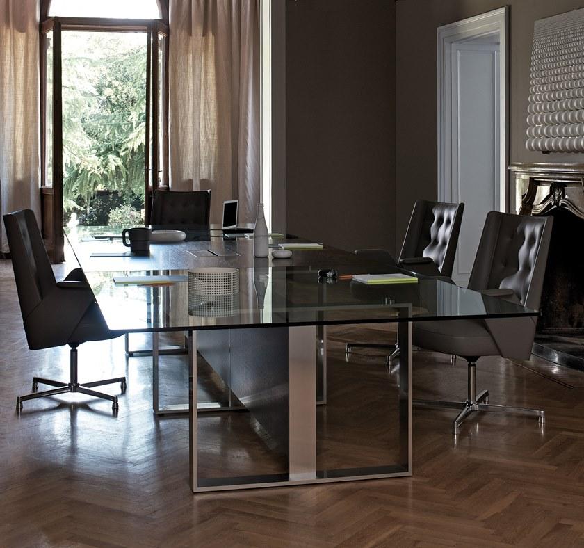 ESTEL GROUP Рабочий стол из дерева и стекла с системой прокладки кабелей Altagamma sun-id-1376071 - Вид №2