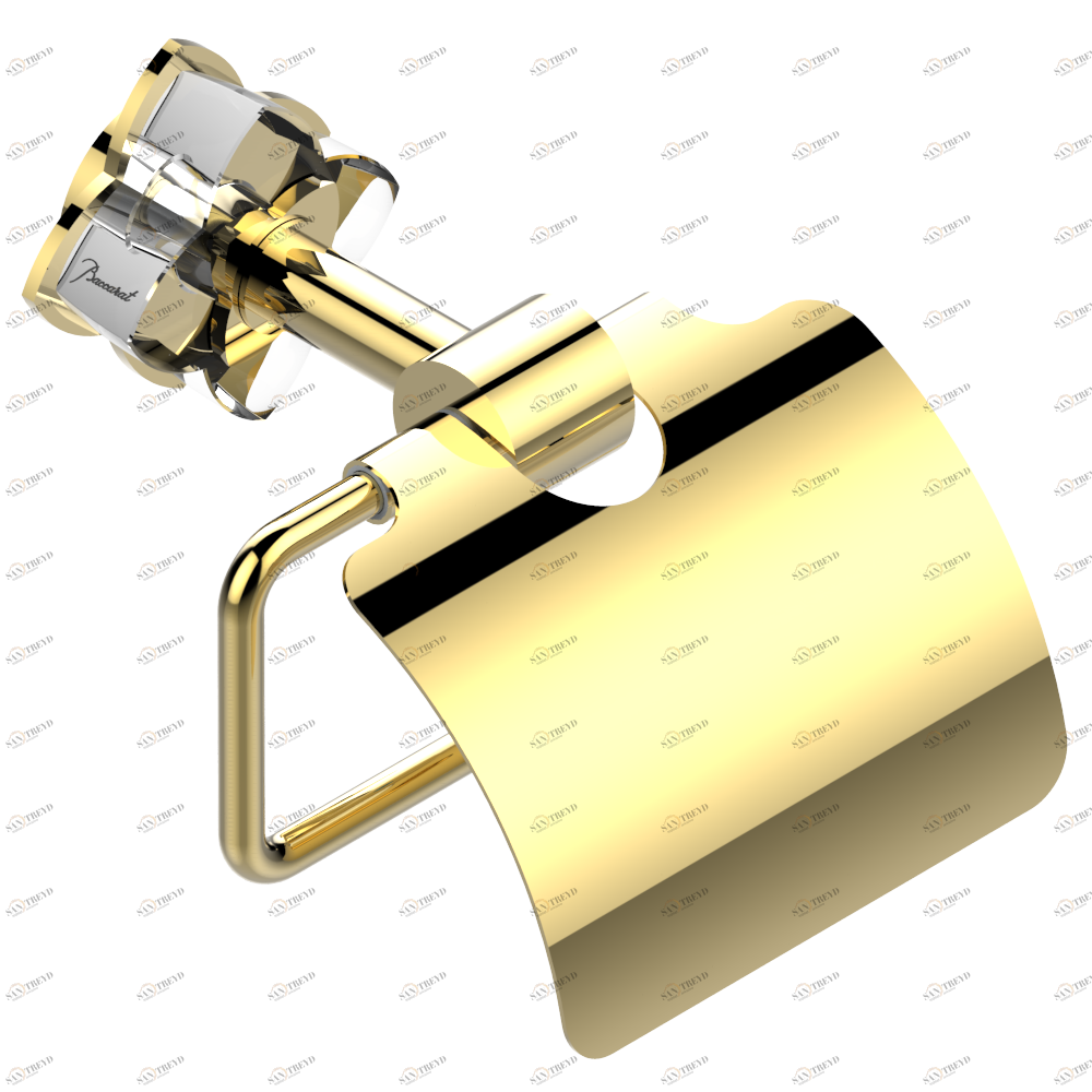 U6A-538AC Бумагодержатель с крышкой настенный Thg-paris Pétale de Cristal, прозрачный хрусталь Золото U6A-538AC CAT.F