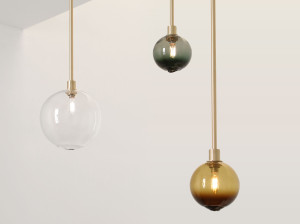 Подвесной светильник из латуни и выдувного стекла