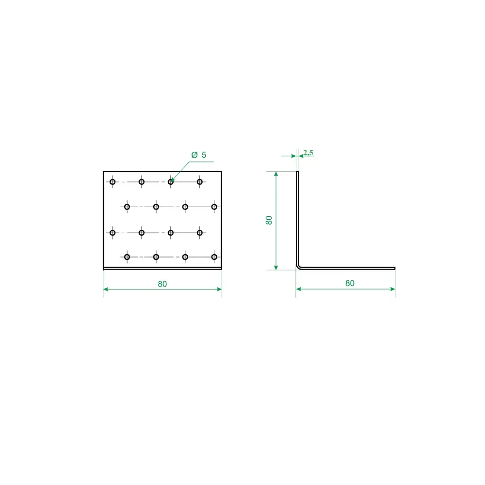 Угол крепежный монтажный сталь оцинкованная 80x80x2.5x80 мм Santreyd STLM-2010988 - Вид №1