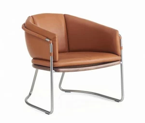 BassamFellows Санное кресло с кожаной обивкой и подлокотниками Geometric Cb-454