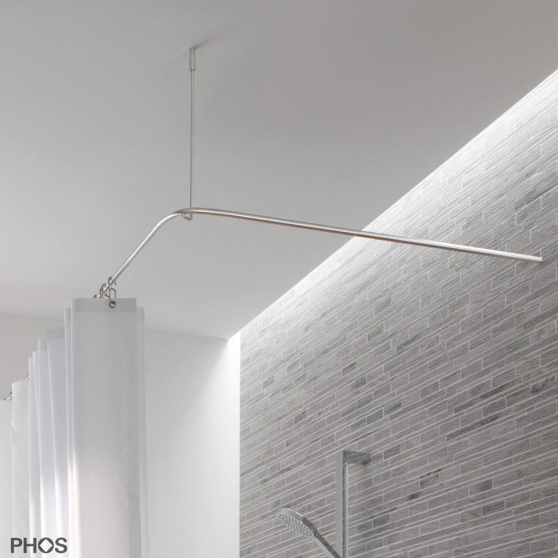 DSE1600-700 Г-образный карниз для душевой занавески, 160 x 70 см, для привинчивания PHOS 