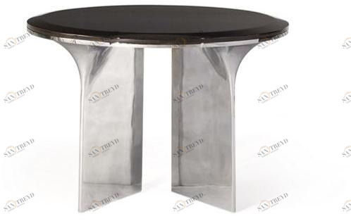 Roche Bobois Круглый журнальный столик из алюминия и дерева sun-id-1421595