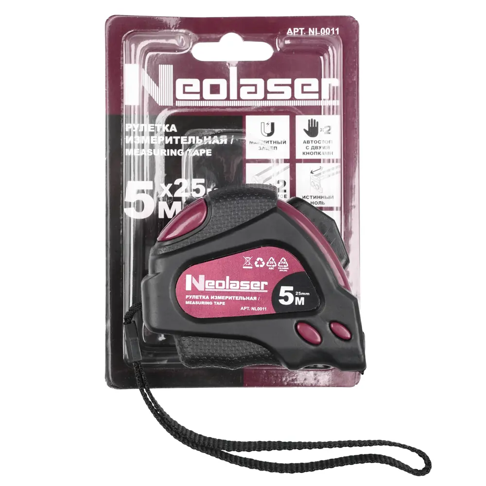 Рулетка Neolaser NL0011 с автоблокировкой и крючком True-Zero 5м 89430807 STLM-1575030 - Вид №5