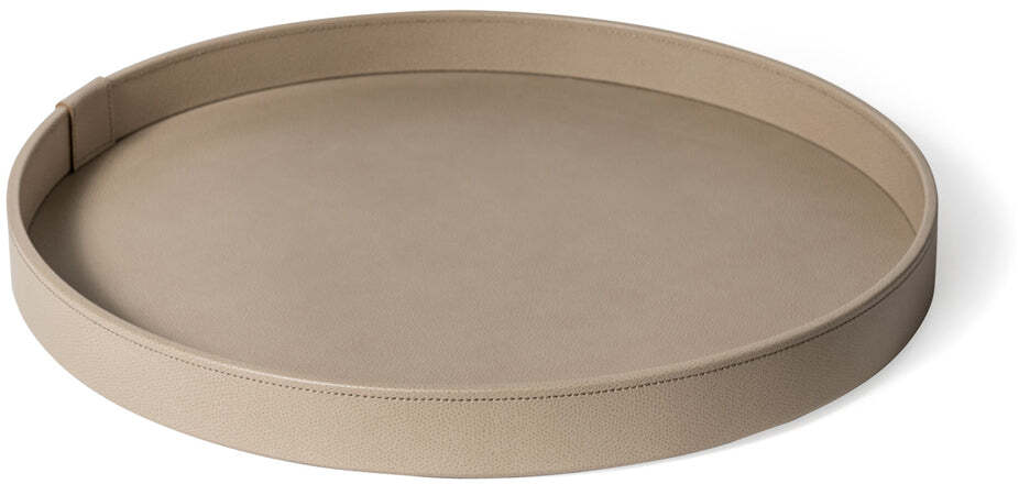 Gea Круглый поднос - Ø 50 см / плетеная кожа_серо-коричневый