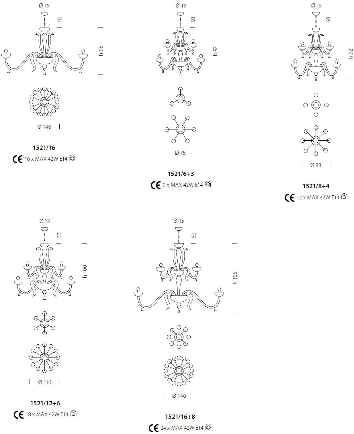 Sylcom Люстра из стекла Foscari 1520/1521/1522/1523 - Вид №8