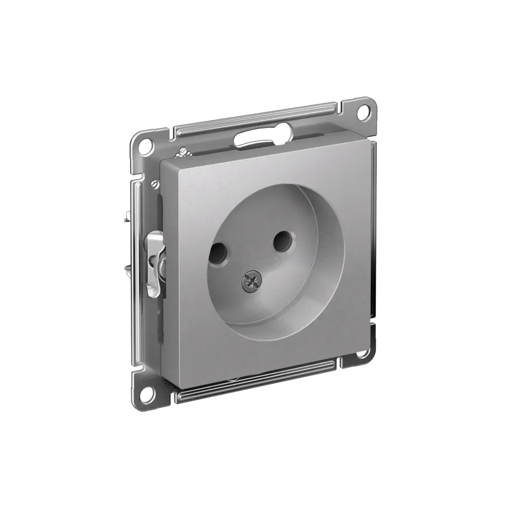 Розетка встраиваемая Systeme Electric AtlasDesign без заземления цвет алюминий 89457360 STLM-2038421