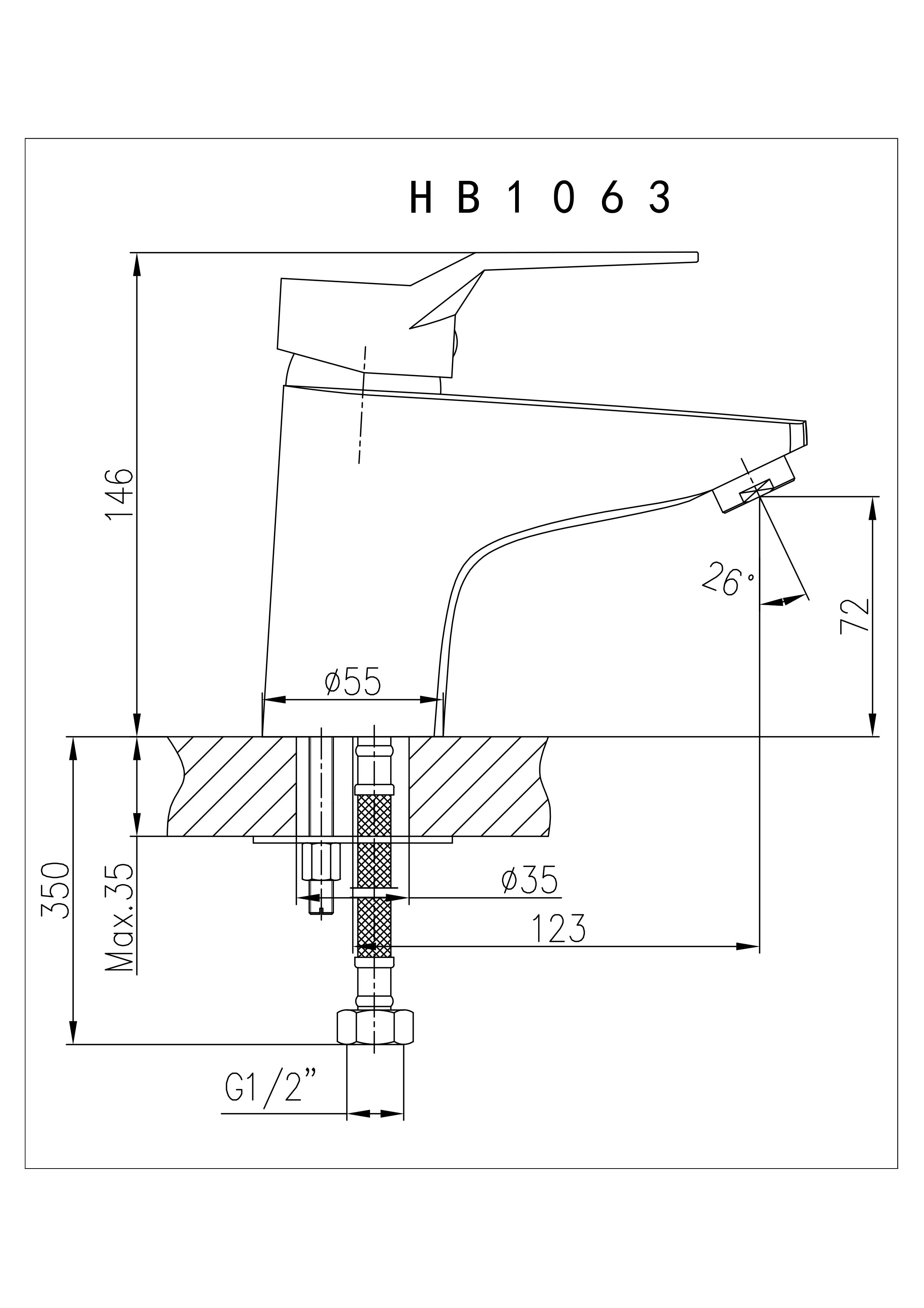 HB1063 Смеситель для раковины , хром Haiba  - Вид №2