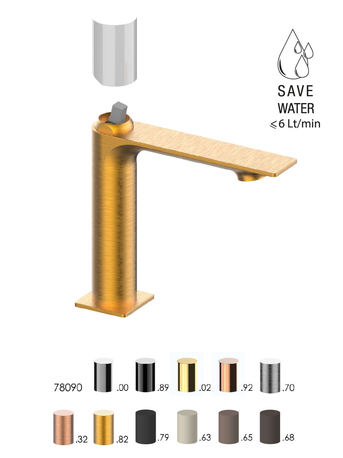 Однорычажный смеситель для раковины с автоматическим сливом Rubinetterie Frattini Narciso S ARCH-00043114 - Вид №8