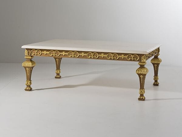 Квадратный журнальный столик из массива дерева и мраморной столешницы OAK Галерея ARCH-00058544 - Вид №1