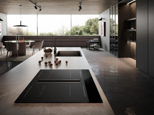 Встраиваемая стеклянная индукционная плита со встроенной вытяжкой