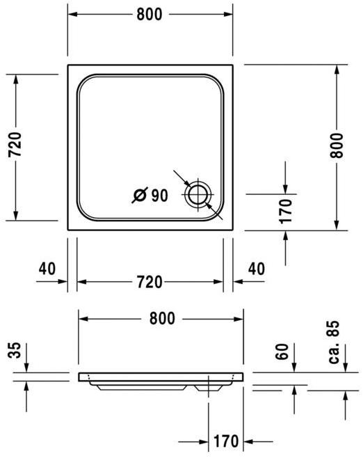 Duravit Поддон квадратный из акрила D-code 720101 - Вид №1