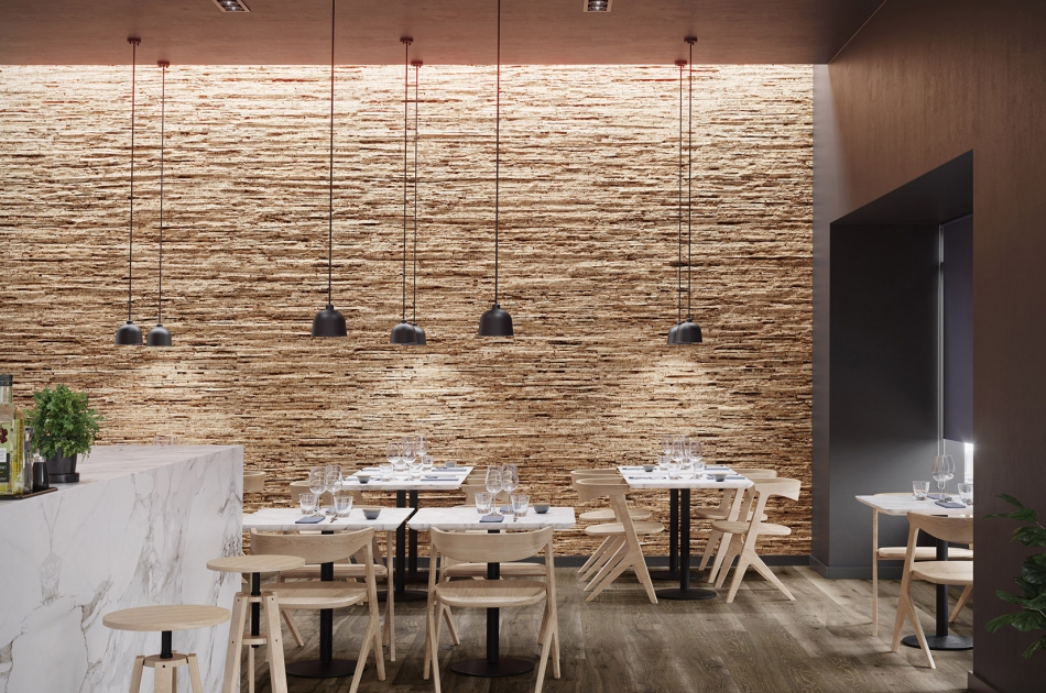 906 074 000 Рельефное пробковое настенное покрытие Slate GRANORTE RustiCork - Вид №1