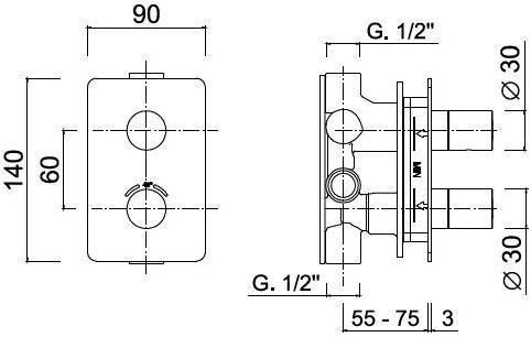 Rubinetteria Giulini Смеситель для душа на 2 отверстия с тарелкой Futuro F8276 - Вид №1