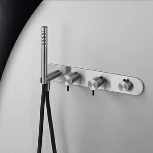 Смеситель для душа матовая сталь с черной ручкой Toki Radomonte TKI51SCIL22