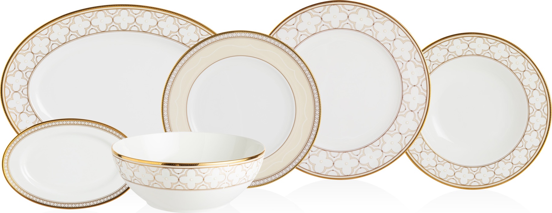 10657439 Noritake Сервиз столовый Noritake "Трефолио,золотой кант" на 6 персон, 21 предмет 