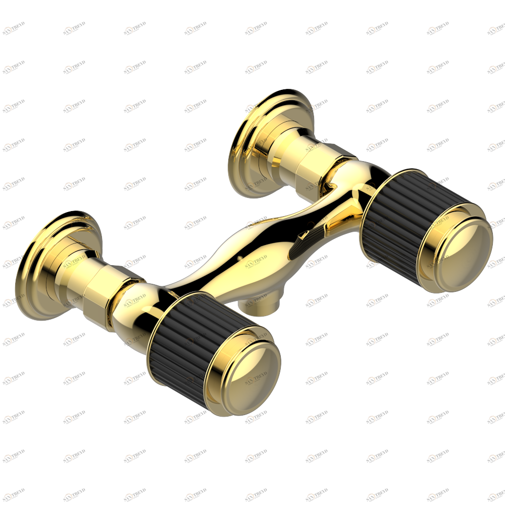 A9C-64 Смеситель для душа настенный 1/2" - 150 мм между центрами - без шланга Thg-paris Jaipur c чёрным ониксом Золото A9C 64 CAT.F