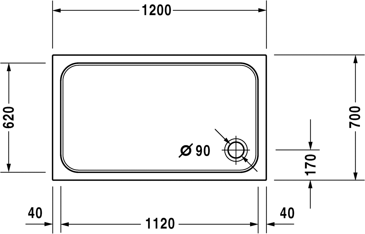 Duravit Поддон для душа прямоугольный из акрила D-code 720094000000000 - Вид №2