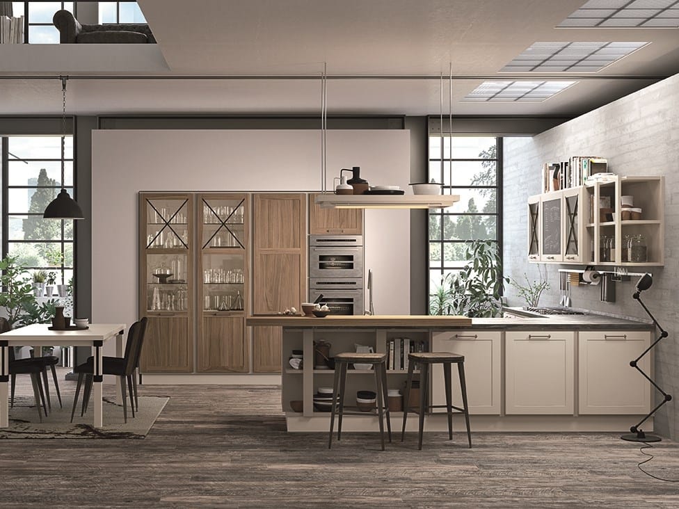 Деревянная кухня с полуостровом Cucine Lube Прованс ARCH-00067427 - Вид №1