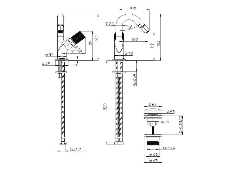 Смеситель для биде из хромированной латуни Bossini PLY ARCH-00141612