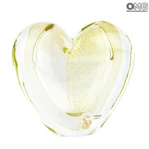 3574 ORIGINALMURANOGLASS Ваза Золотое сердце - соммерсо - муранское стекло OMG 10 см