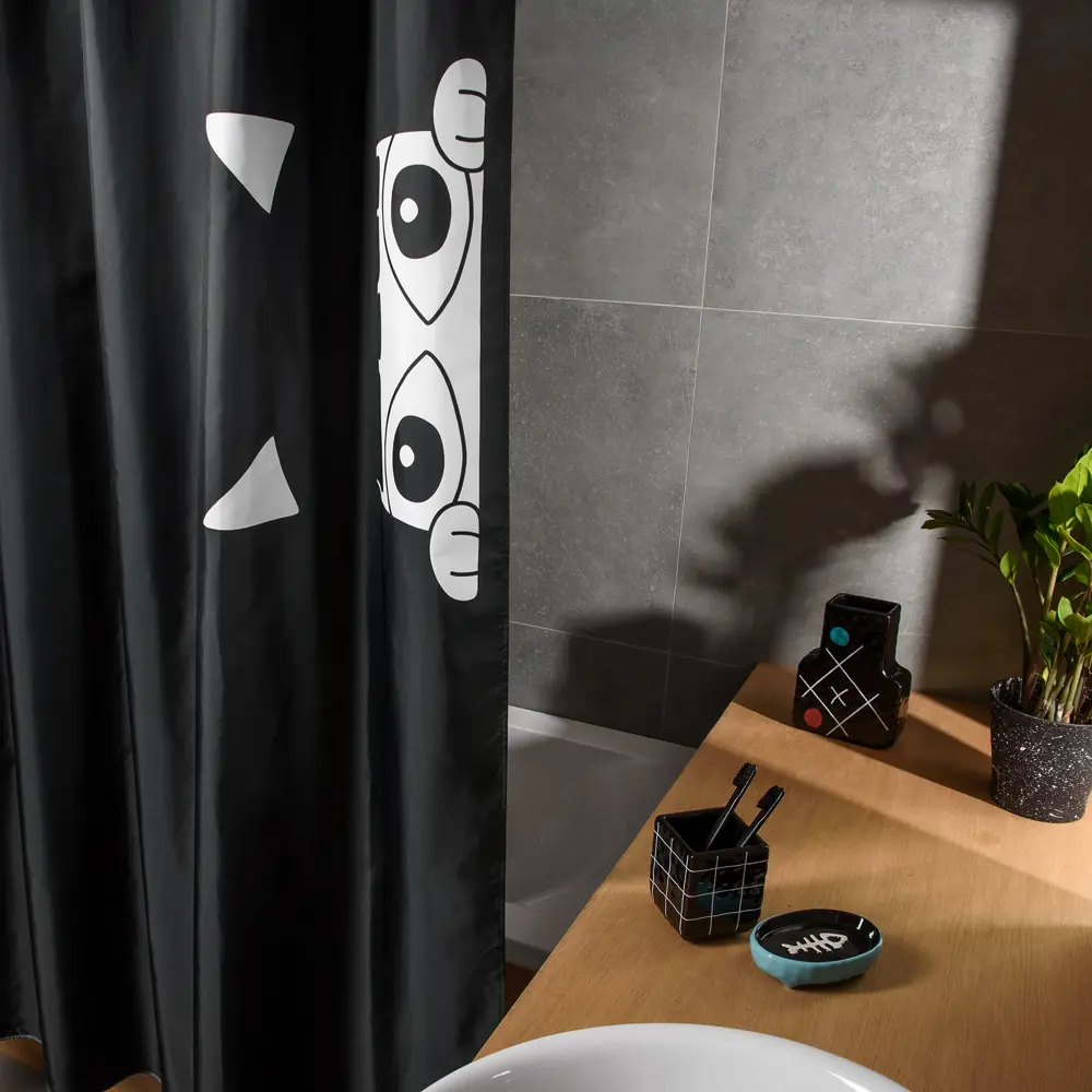 Стакан для зубных щёток Irony в клетку цвет чёрный MOROSHKA STLM-2151964 - Вид №4