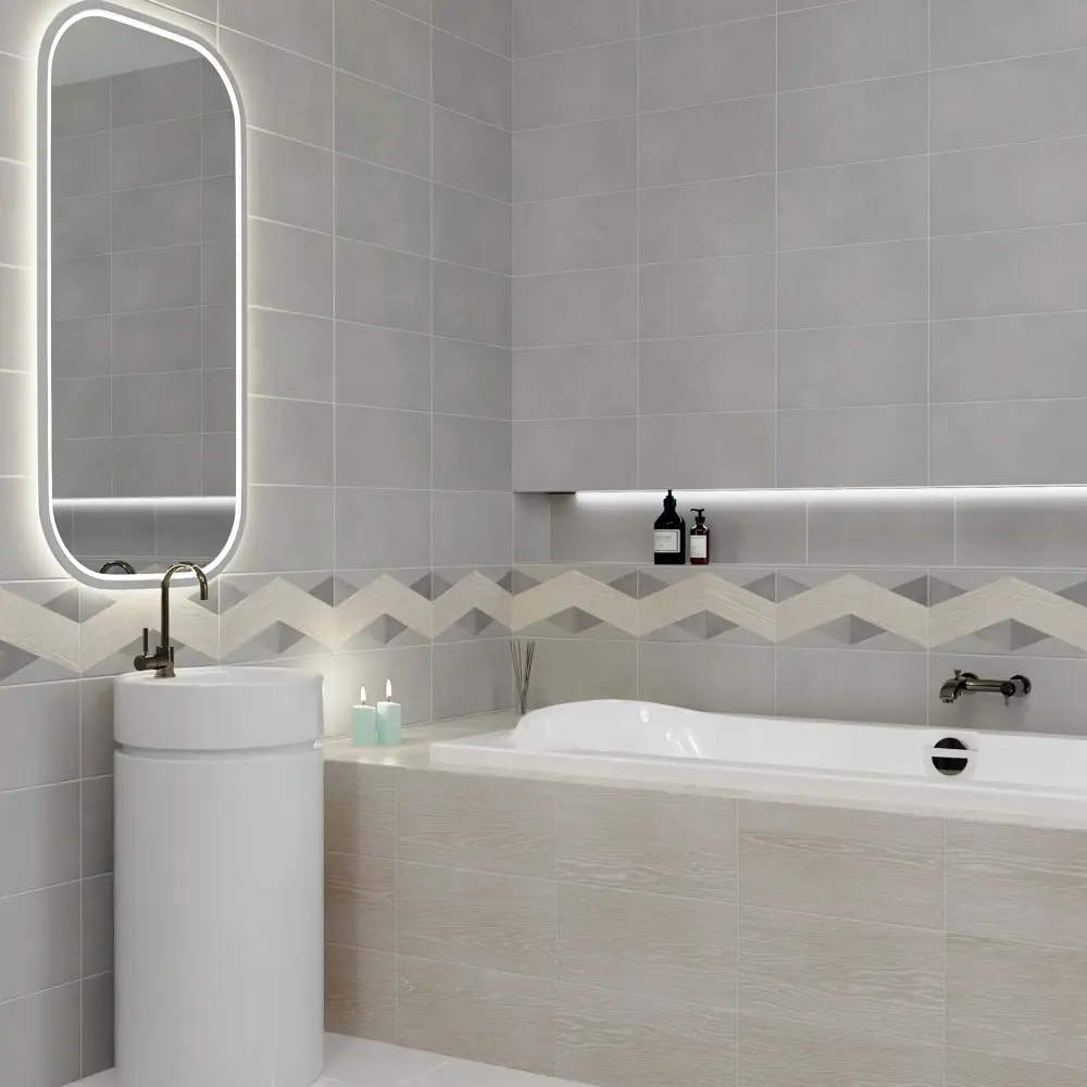 Настенная плитка KREAFORTA Mersey Concrete 20x40 см 1.62 м² матовая цвет серый STLM-2110672