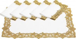 10645801 Weissfee Набор салфеток Weissfee "Сансуси" 50х35см, 6шт, (золотист.,с кружевом из полиэстра) лён, полиэстер