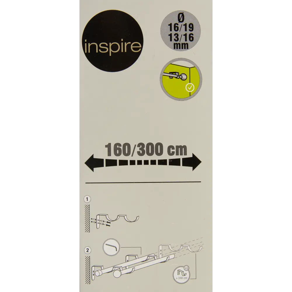 Карниз раздвижной двухрядный Inspire 160-300 см наконечник трапеция цвет коньячный 82544734 STLM-2064409  - Вид №5