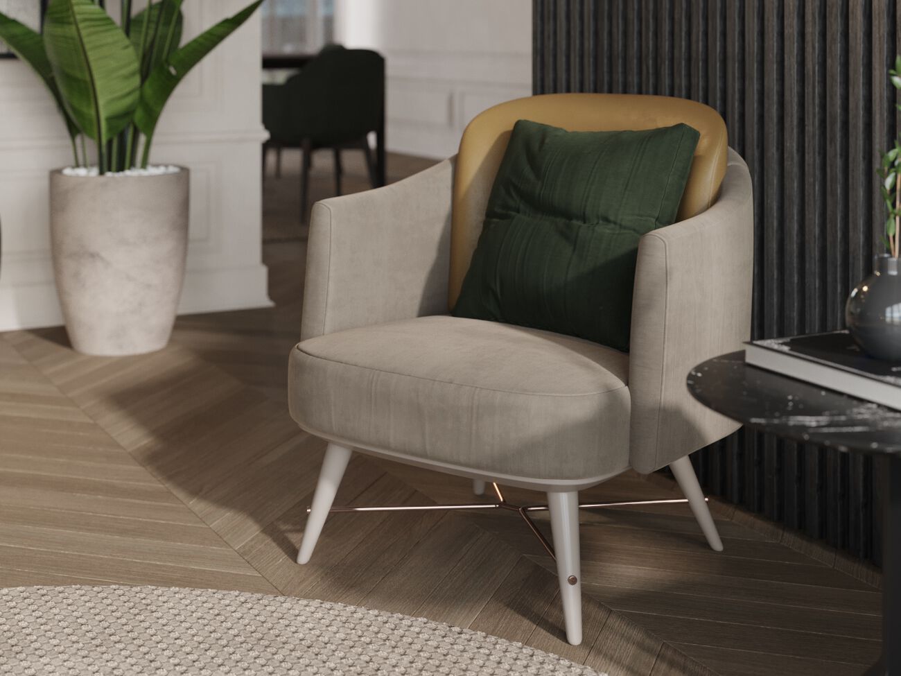 Тканевое кресло с подлокотниками PRADDY Natur ARCH-00041632 - Вид №4