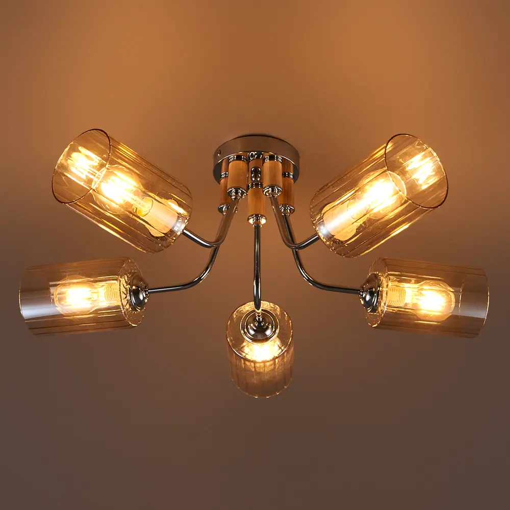 Люстра потолочная JLIGHT GETTI 5 лампы 24 м², цвет хром 84534226 STLM-2106125  - Вид №2