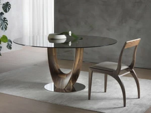 Pacini & Cappellini Круглый стол из дерева и стекла  5494