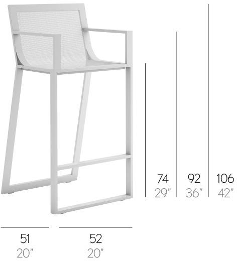 GANDIABLASCO Табурет high batyline® с подлокотниками Flat textil sun-id-1358692 - Вид №1