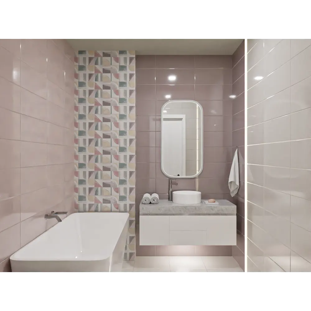 Керамическая плитка Azori Brillo Malva - розовая глянцевая отделка для ванной 87972512 STLM-0946028 - Вид №5