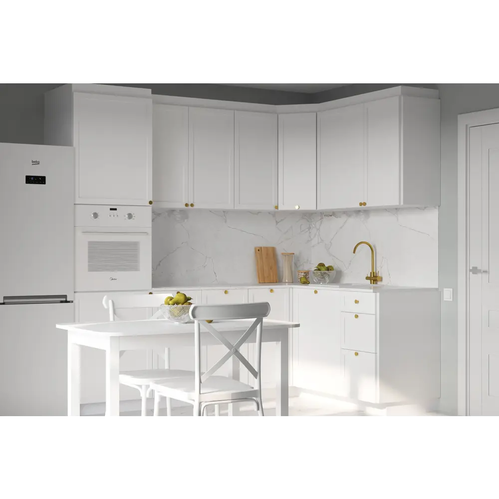 Фасад кухонный DELINIA ID Ньюпорт 59.7×76.5 см матовый белый с филенкой 82010397 STLM-0017287 - Вид №4