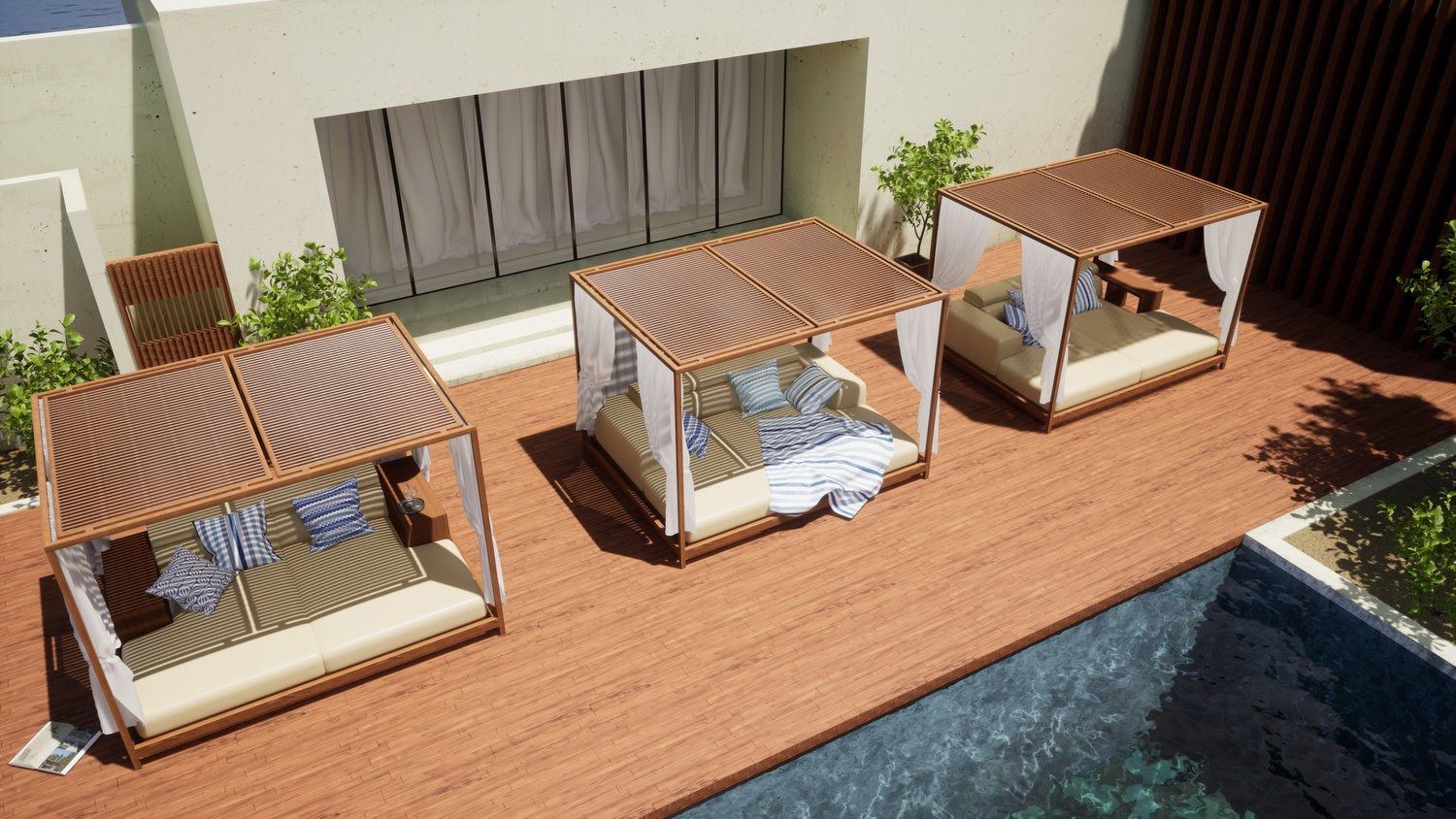 Садовая кровать с навесом iroko с солнцезащитным козырьком Formitalia Piera ARCH-00130055 - Вид №3