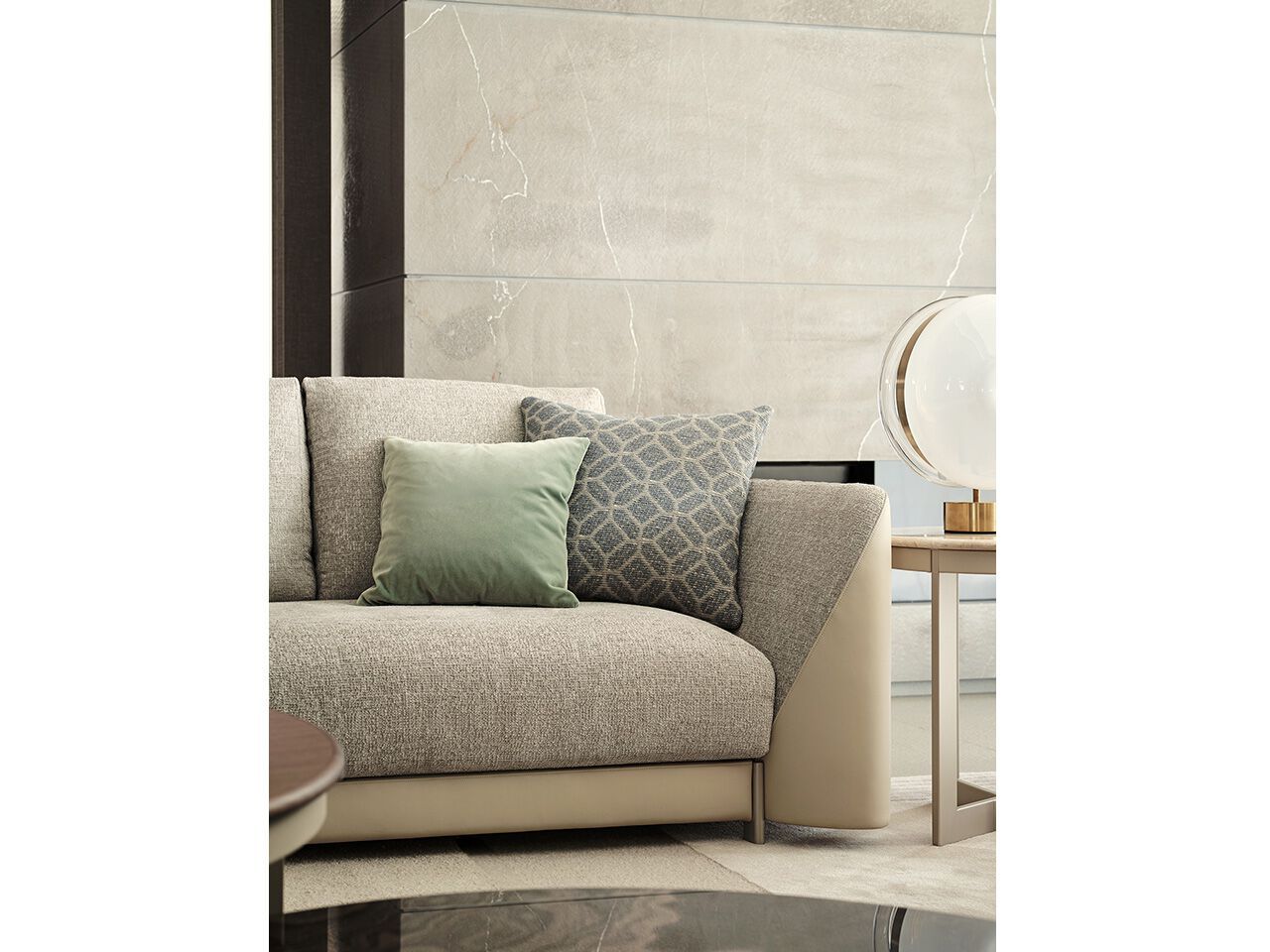 Ткань и кожаный диван для гостиной Turri Joel ARCH-00089250 - Вид №2