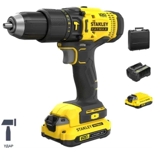 Дрель-шуруповерт аккумуляторная ударная Stanley Fatmax SCD711C2K, 18 В Li-ion 2x1.5 Ач