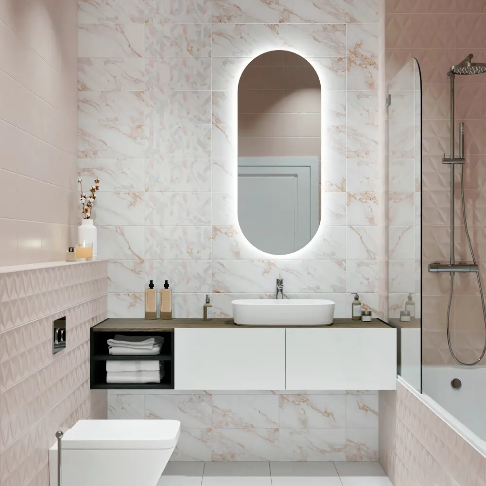 Плитка настенная KREAFORTA Mersey Monor 20x40 см 1.2 м² матовый цвет розовый 89405706 STLM-2092545 - Вид №5