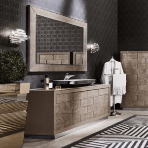 Комбинация ванной комнаты R02 в отделке Alligator gold MILLDUE RITZ