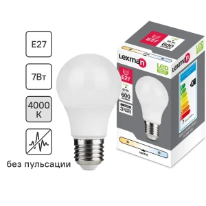 LEXMAN Светодиодная лампа E27 матовая груша 7Вт нейтральный свет 82991562