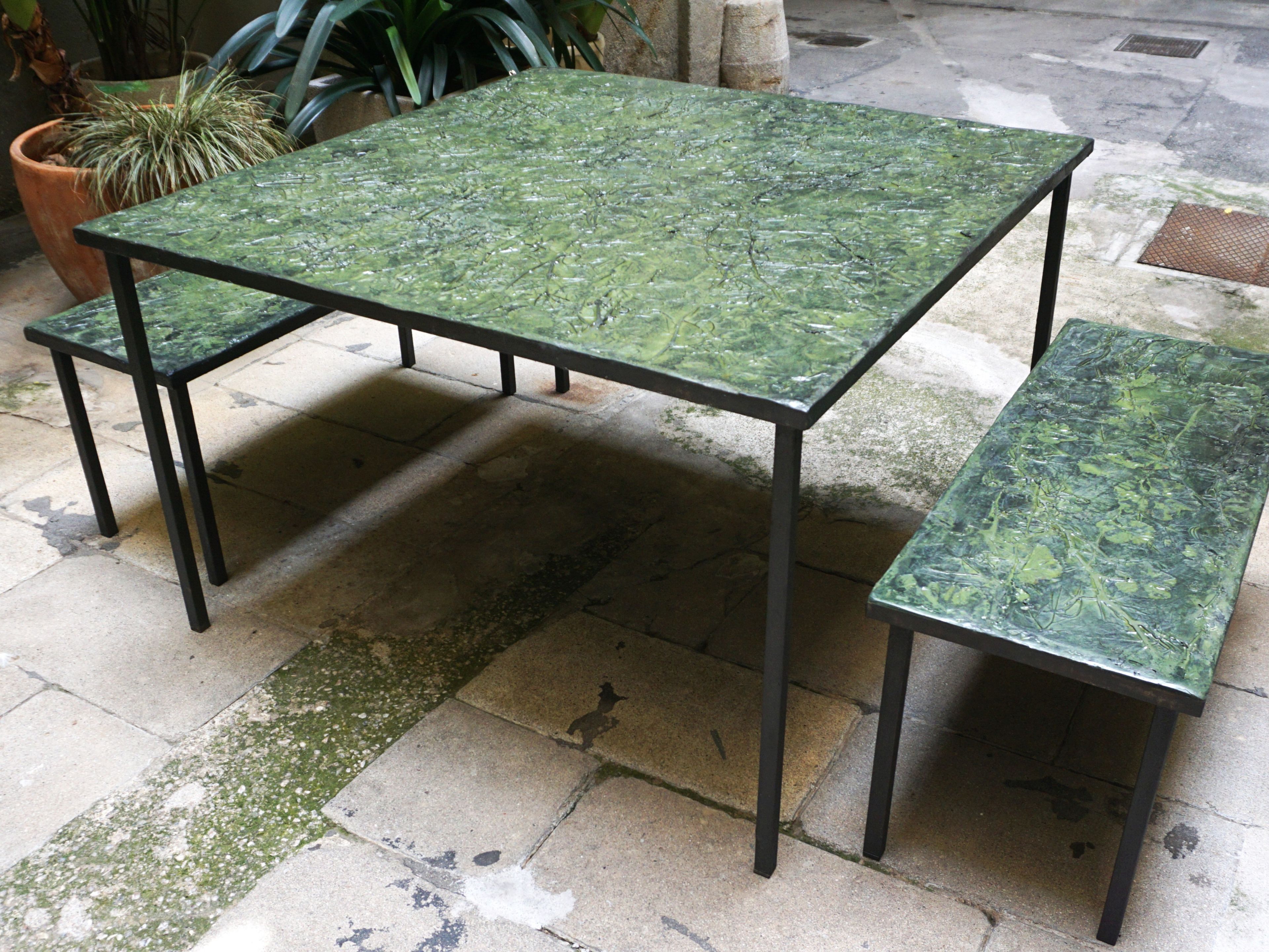 Стальной квадратный обеденный стол ICI ET LÀ Бетон ARCH-00137325