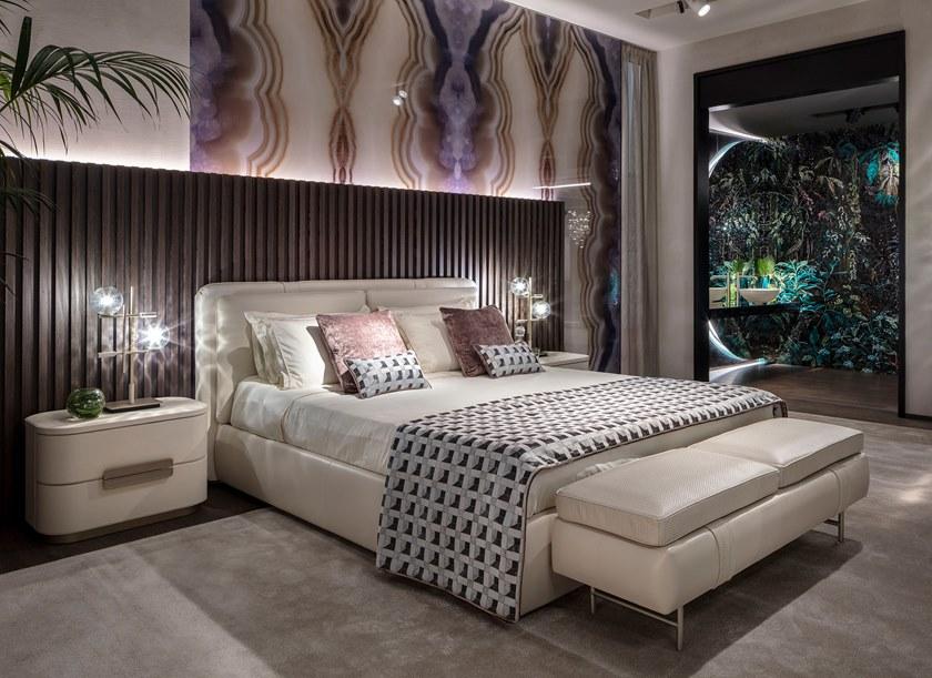 Sicis Двуспальная кровать из кожи с обитым изголовьем Donovan sun-id-1356494 - Вид №1