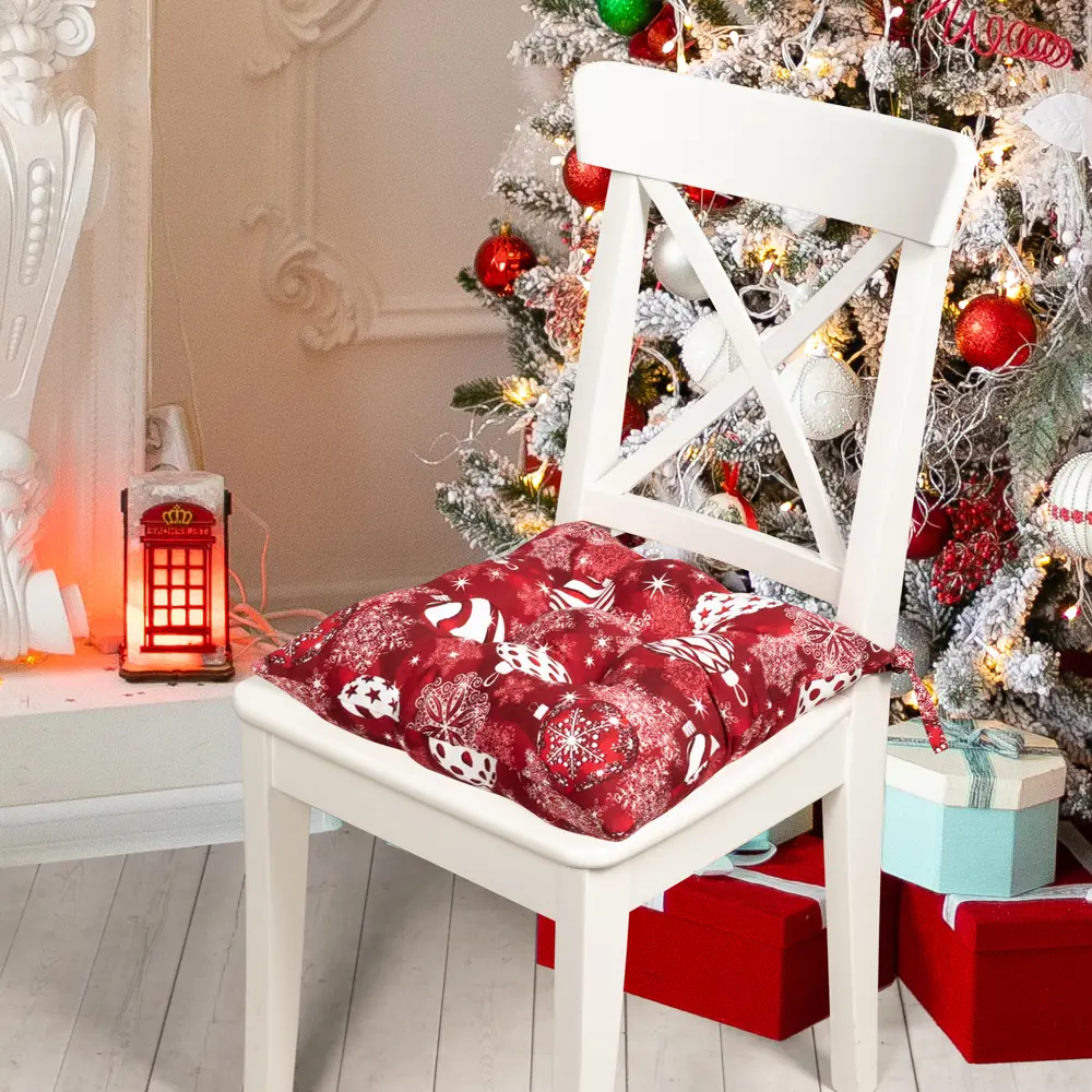 Подушка для стула "Новогодние традиции" 40x40 см цвет красный Altali STLM-2190152 - Вид №1