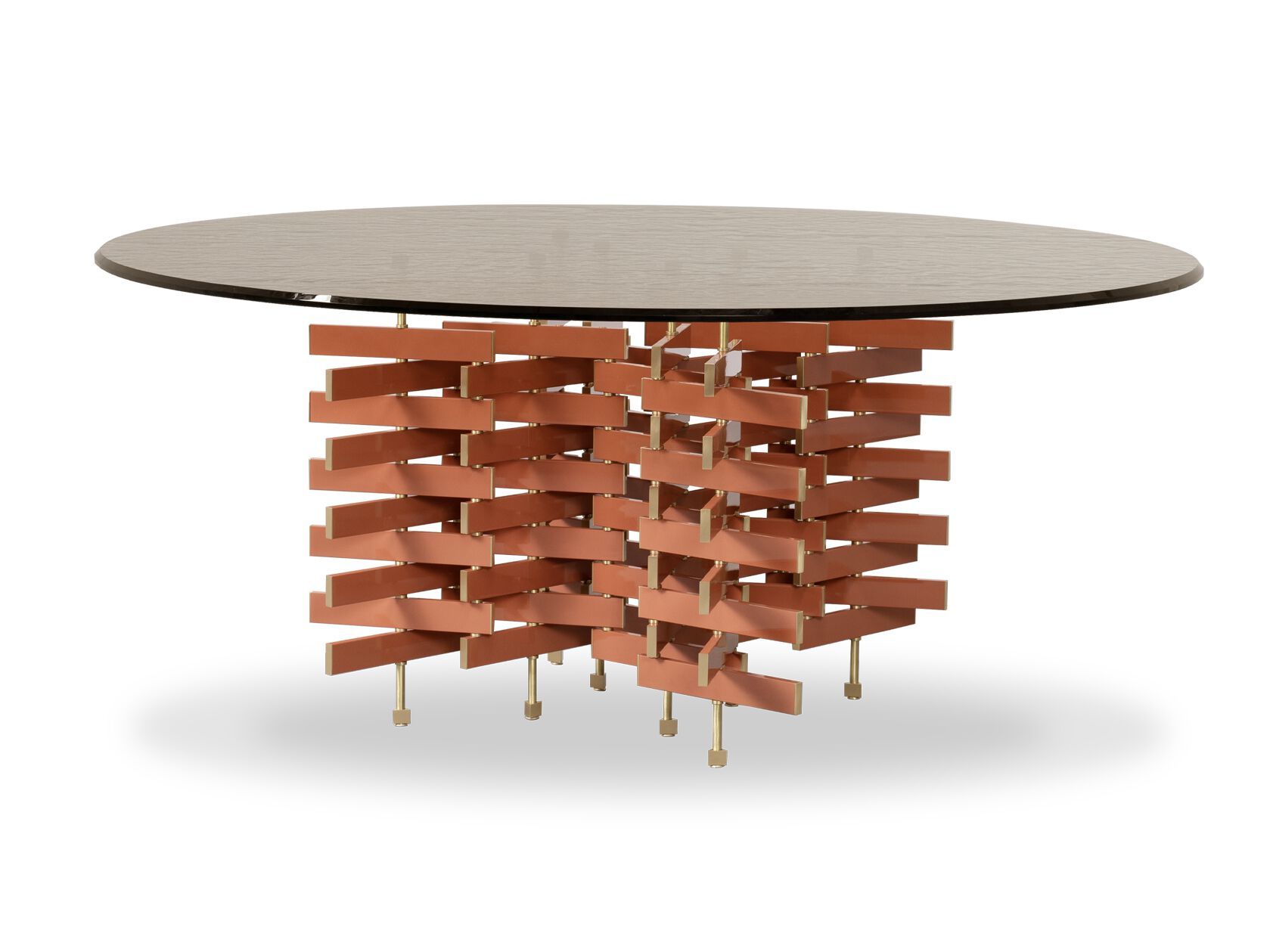 Круглый стол с витражным верхом и лакированной основой Baxter LOOM ARCH-00107612