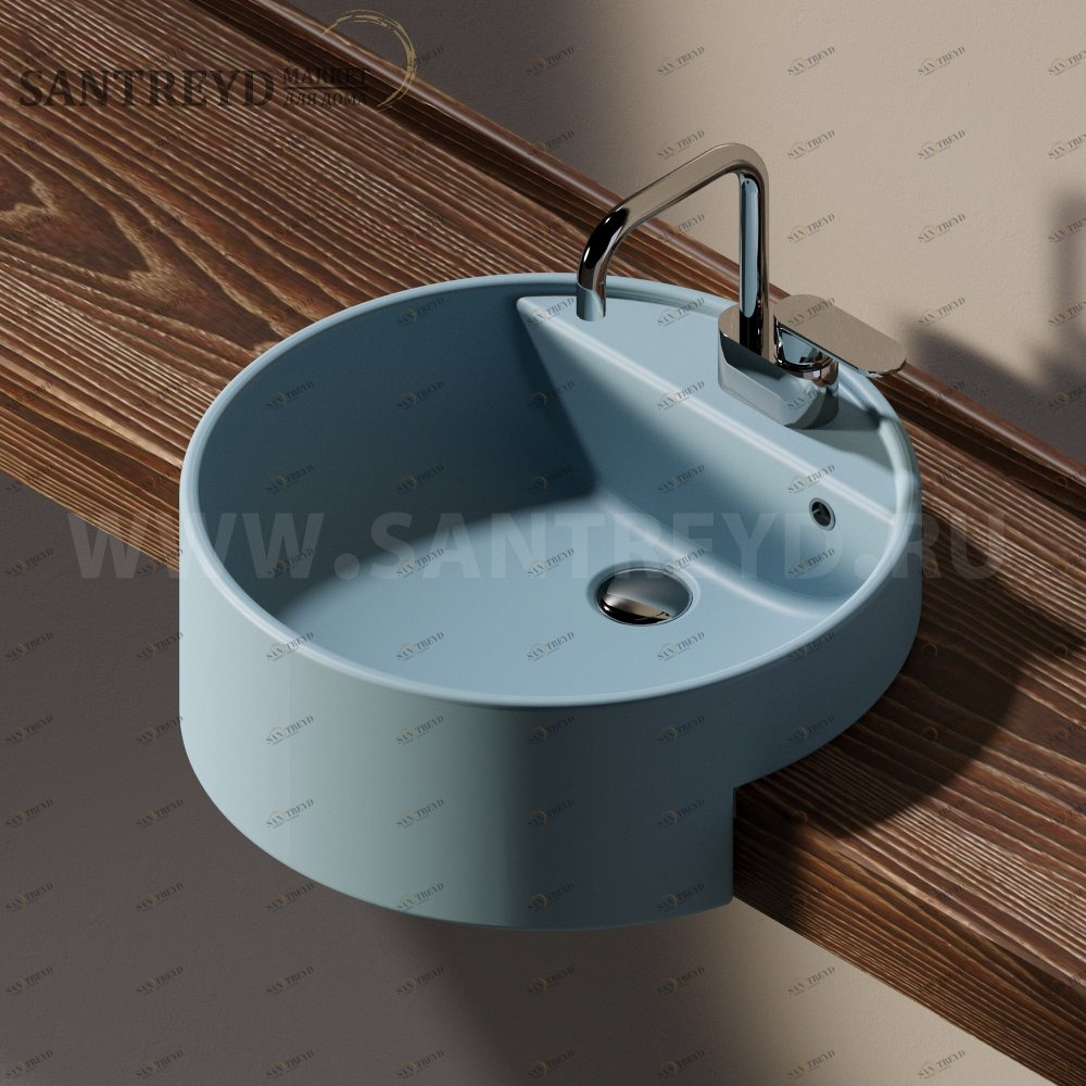 5054.5014 Полувстраиваемая раковина консольная 50 см синая Flaminia Twin Ceramica Flaminia 50545014