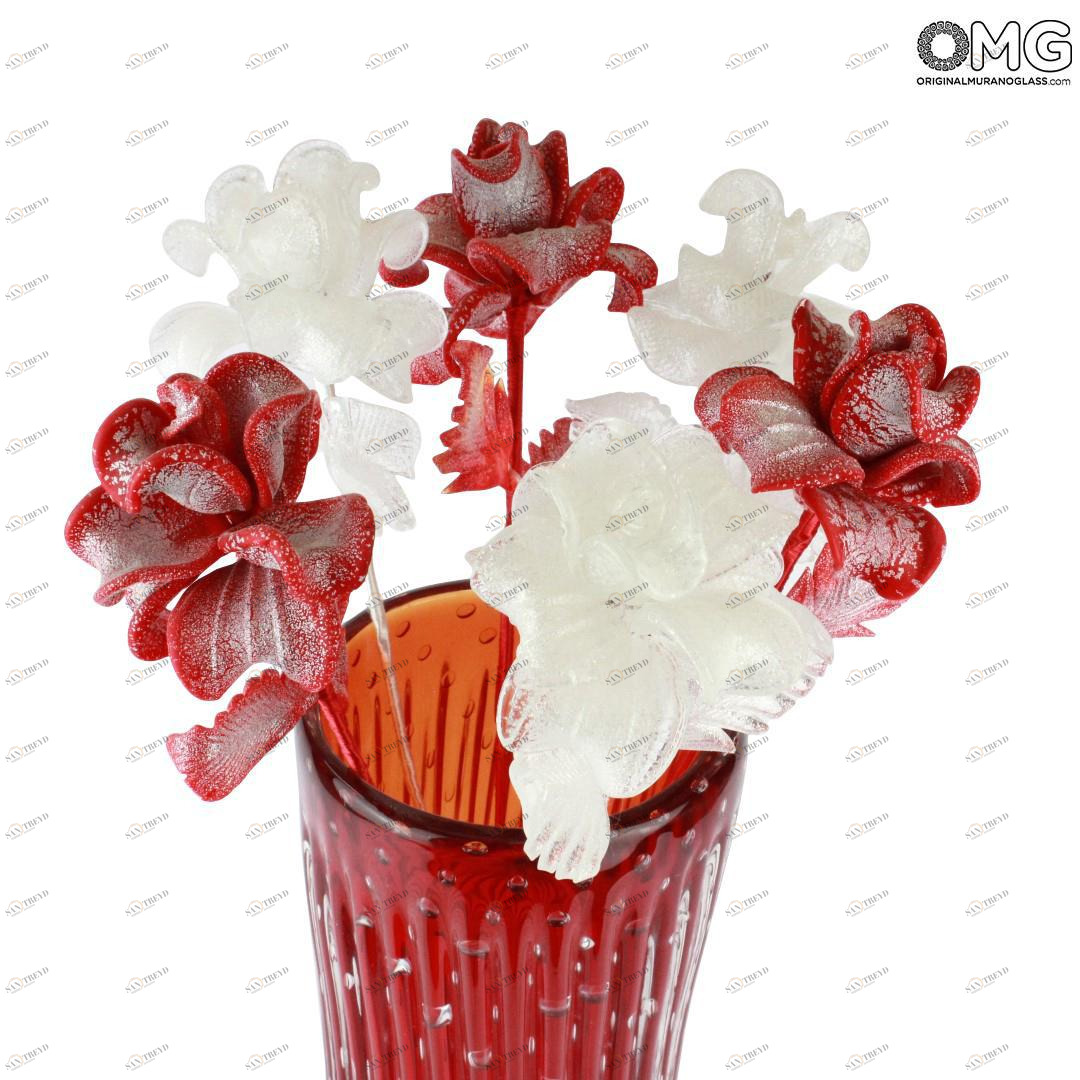 1551 ORIGINALMURANOGLASS Подарочный цветок - ассорти - Муранское стекло 7 см 