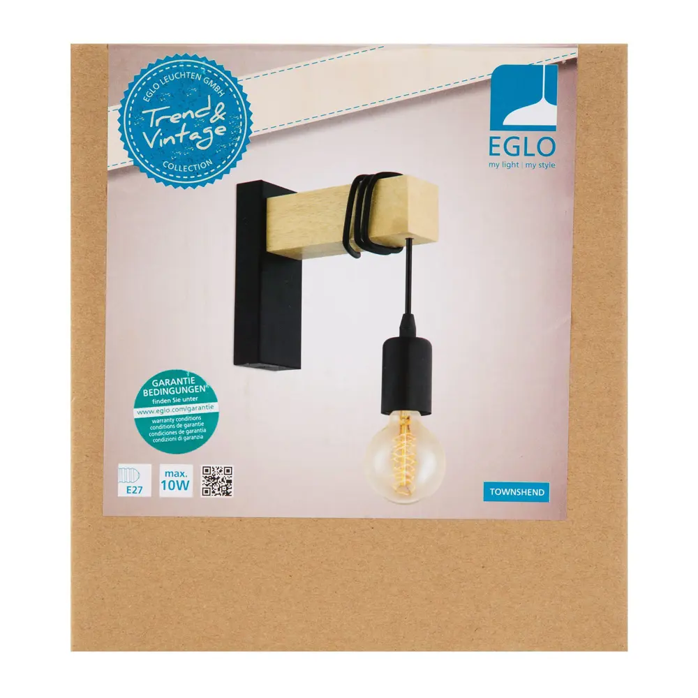 Настенный светильник Eglo Townshend 1xE27x60 Вт цвет чёрный/дерево 81876955 STLM-2060039  - Вид №7
