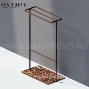Agape MEMORY Полотенцедержатель напольный из коричневого мрамора в темном бронзовом каркасе AMEM862BRED